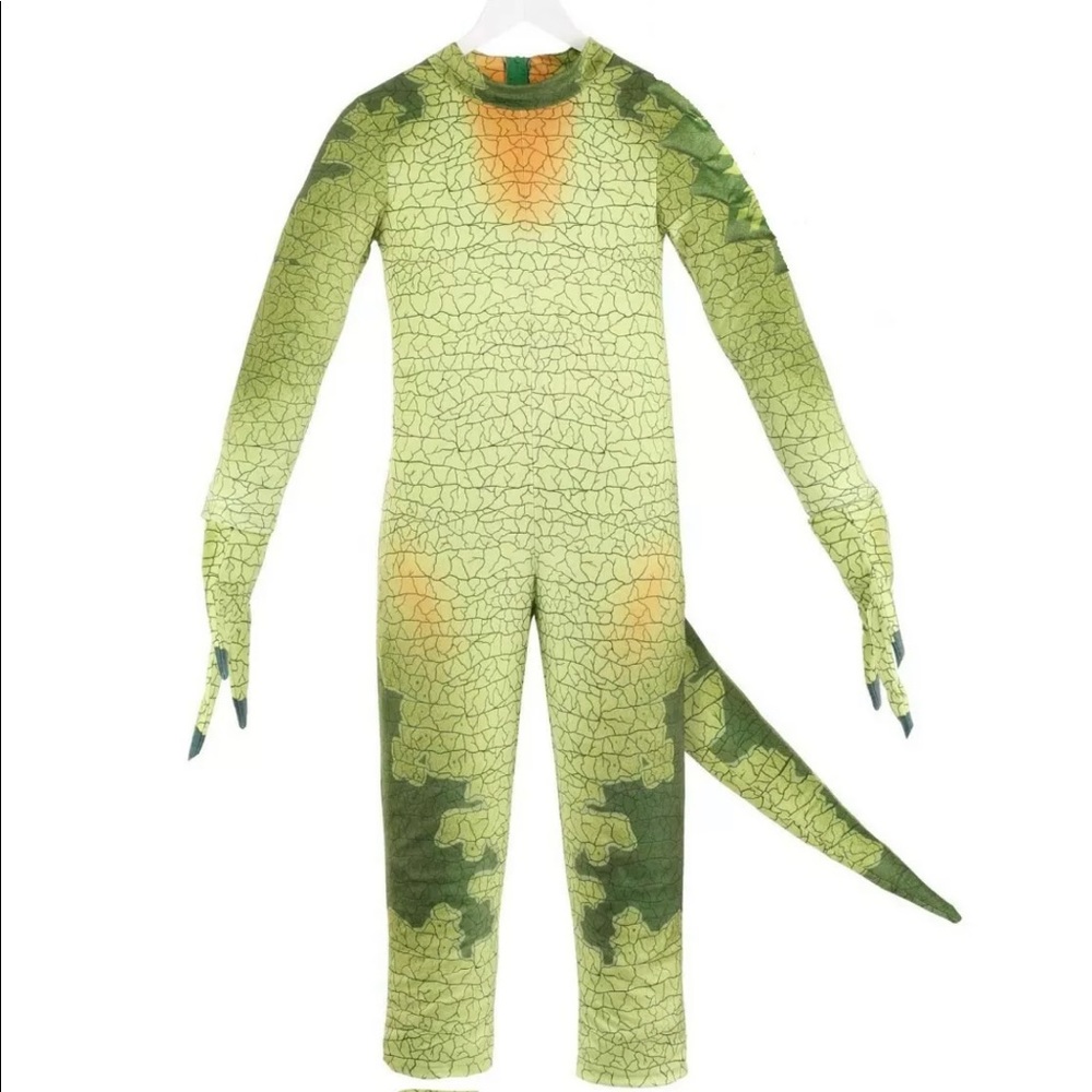 Dino Costume Halloween Kids Dinosaur Jurassic Green Party Outfit with Claws